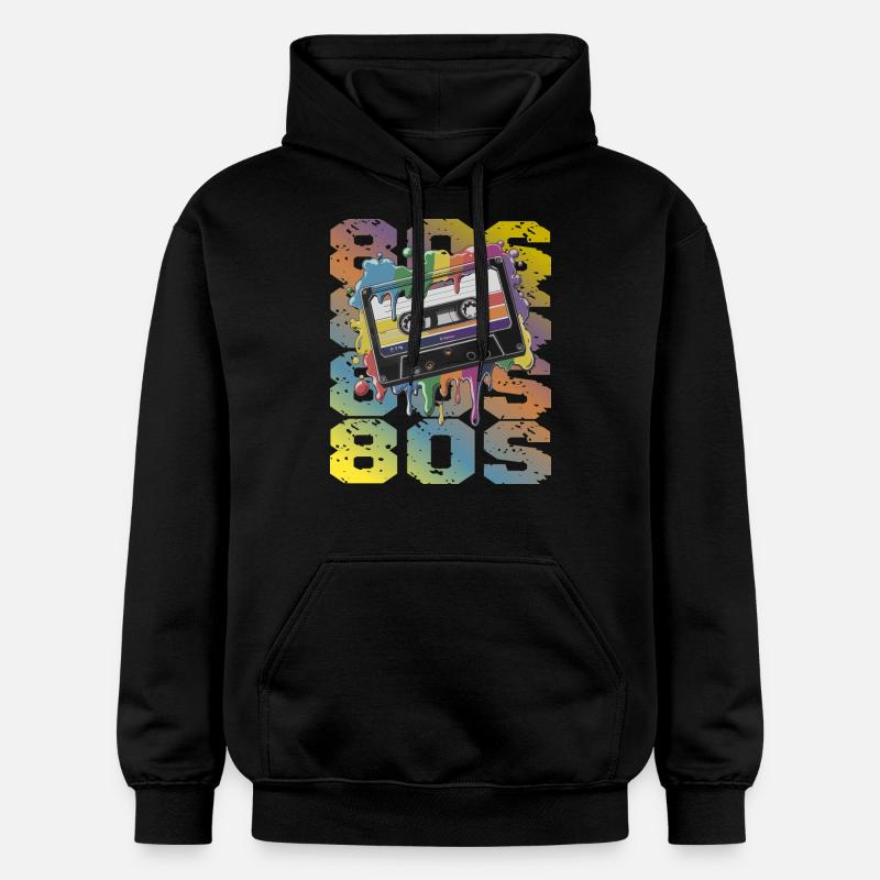 80s Retro Kassette Regenbogen Nostalgie - Gildan Unisex Softstyle® Midweight Hoodie - Schwarz