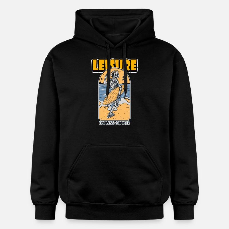 Skeleton Beach Surfeur - Sweat à capuche Softstyle® Gildan Unisexe - noir