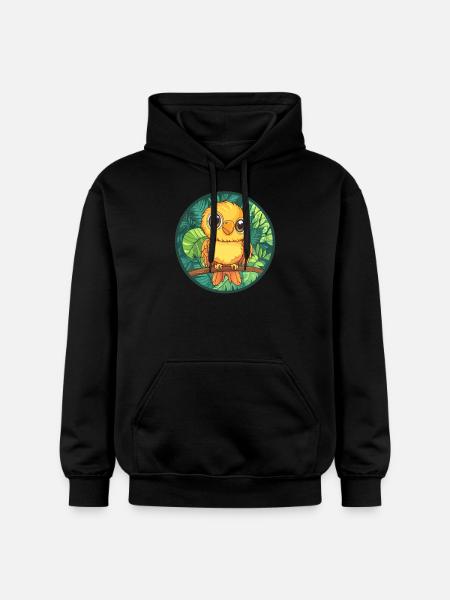 Gelber Vogel im Dschungel - Gildan Unisex Softstyle® Midweight Hoodie - Schwarz