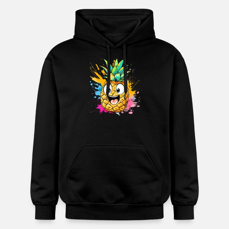 Explosion d’ananas heureuse - Sweat à capuche Softstyle® Gildan Unisexe - noir