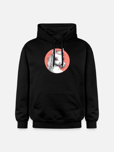 Weißes Pony mit Blick - Gildan Unisex Softstyle® Midweight Hoodie - Schwarz