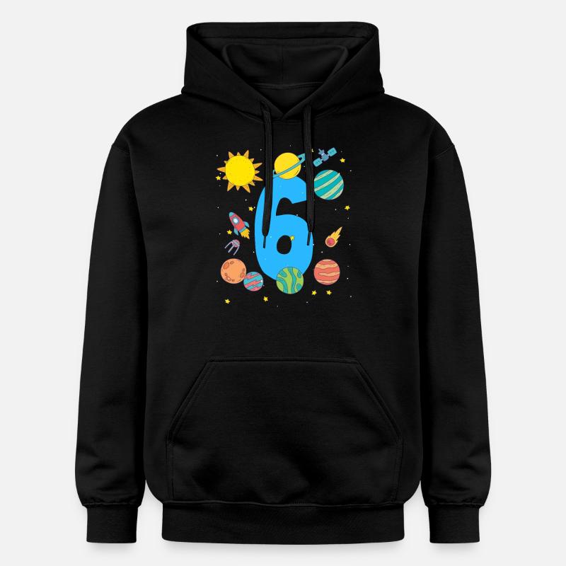Aventure spatiale numéro 6 Anniversaire - Sweat à capuche Softstyle® Gildan Unisexe - noir
