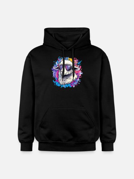 Cool sheep with sunglasses - Gildan Unisex Softstyle® Midweight Hoodie - black