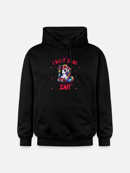 I Don't Care Unicorn Statement design - Gildan Unisex Softstyle® Midweight Hoodie - black