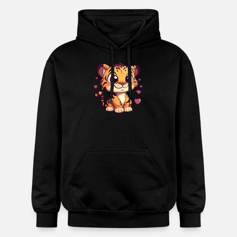 Tiger mit Herzchen - Gildan Unisex Softstyle® Midweight Hoodie - Schwarz
