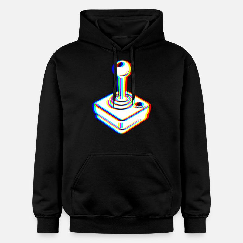 Joystick Glitch – Rétro Gaming - Sweat à capuche Softstyle® Gildan Unisexe - noir