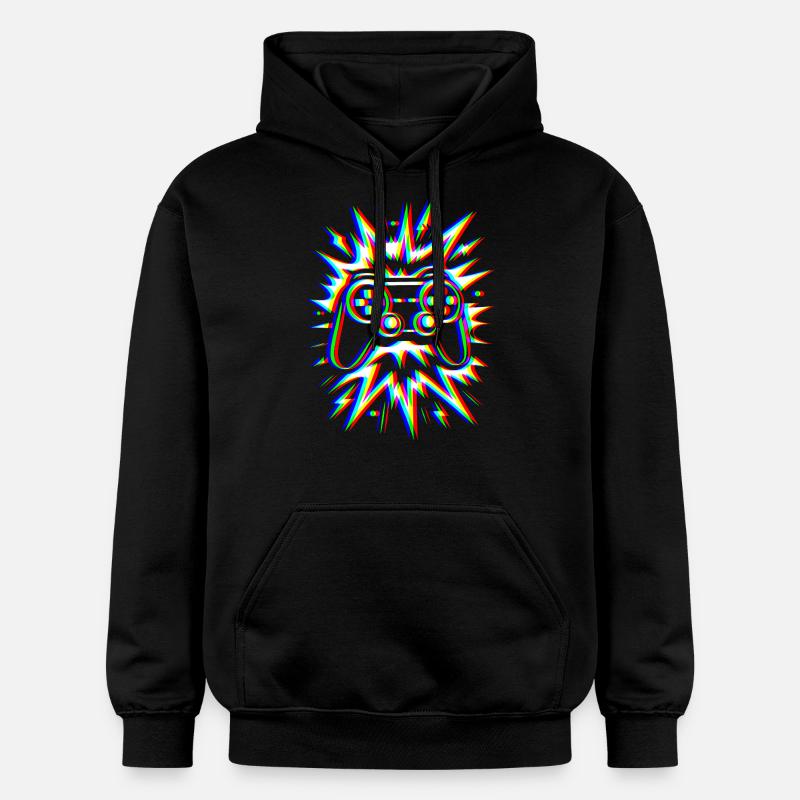 Manette Glitch – Explosion Gaming - Sweat à capuche Softstyle® Gildan Unisexe - noir