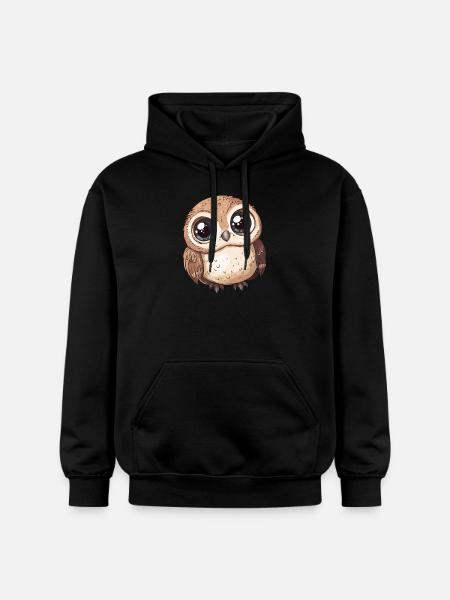 Cute Big Owl - Gildan Unisex Softstyle® Midweight Hoodie - black