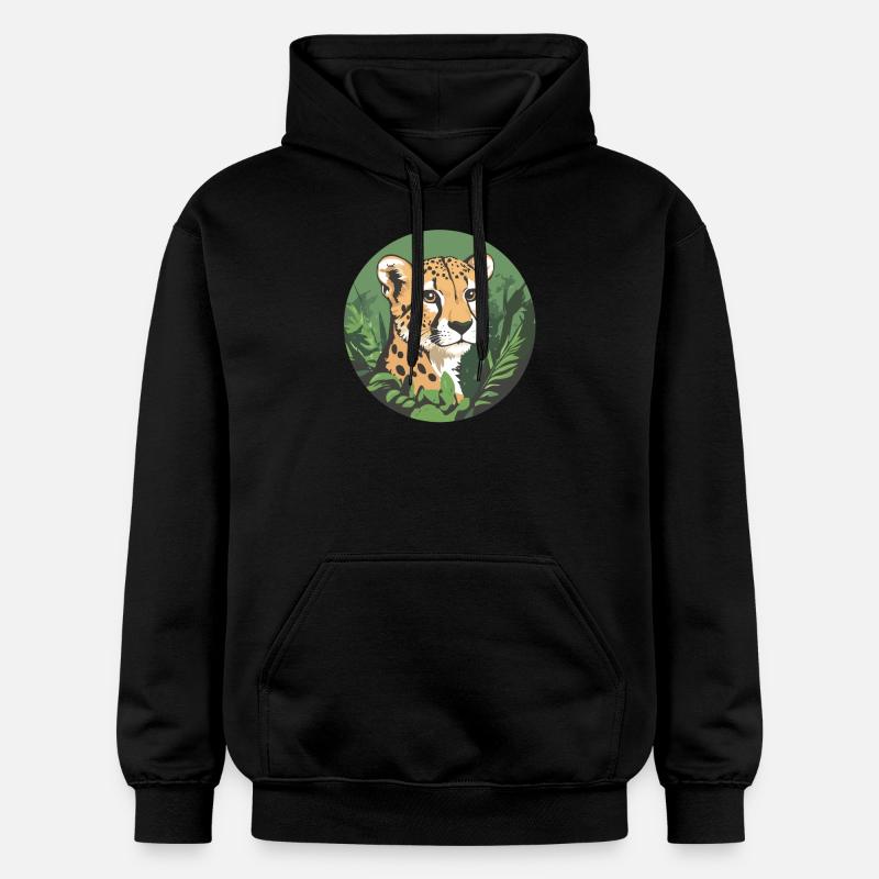 Guépard dans la jungle - Sweat à capuche Softstyle® Gildan Unisexe - noir