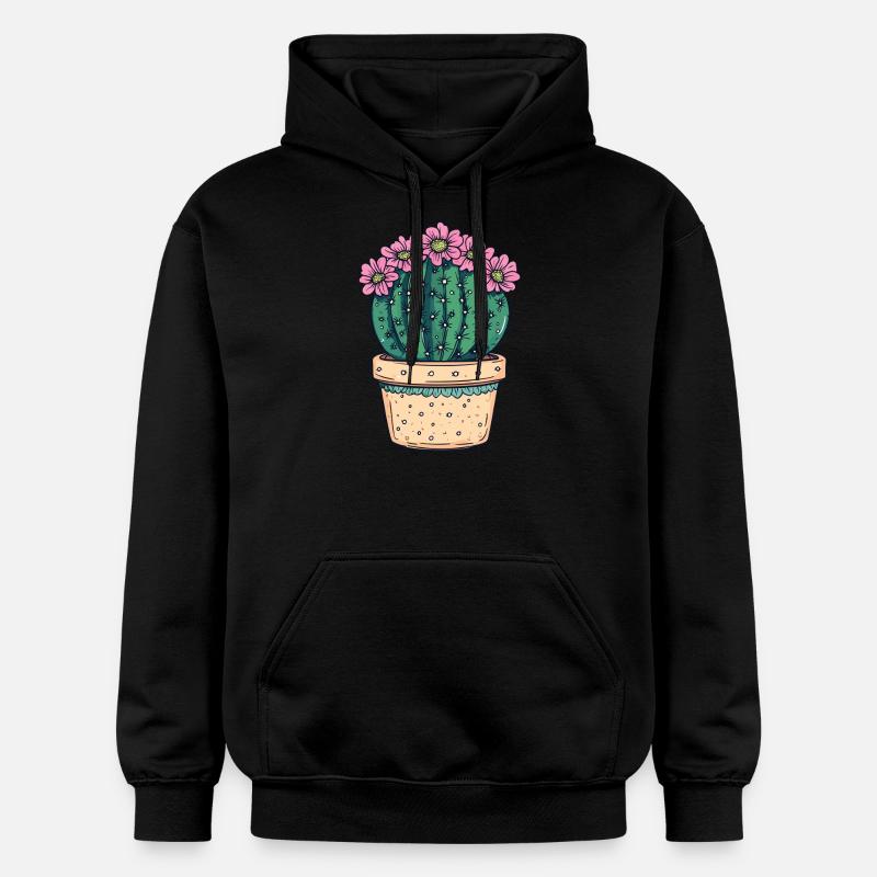 Cactus en pot fleuri - Sweat à capuche Softstyle® Gildan Unisexe - noir