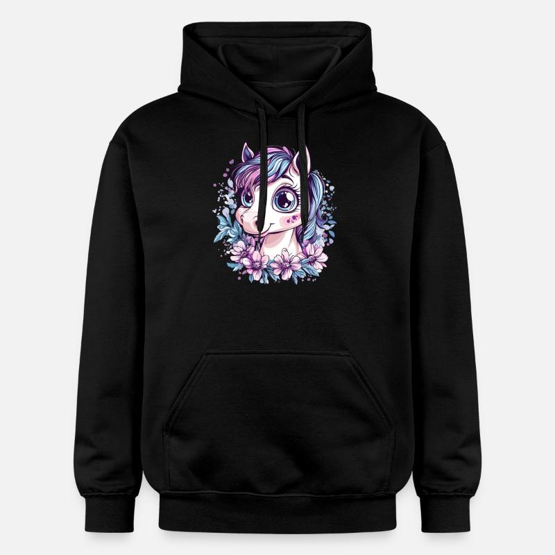 Frange avec des fleurs - Sweat à capuche Softstyle® Gildan Unisexe - noir
