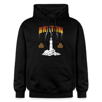 BRETON - PHARE DE BRETAGNE - ECLAIRS - Sweat à capuche Softstyle® Gildan Unisexe - noir - Devant - Marisol (170cm) & Nik (191cm)