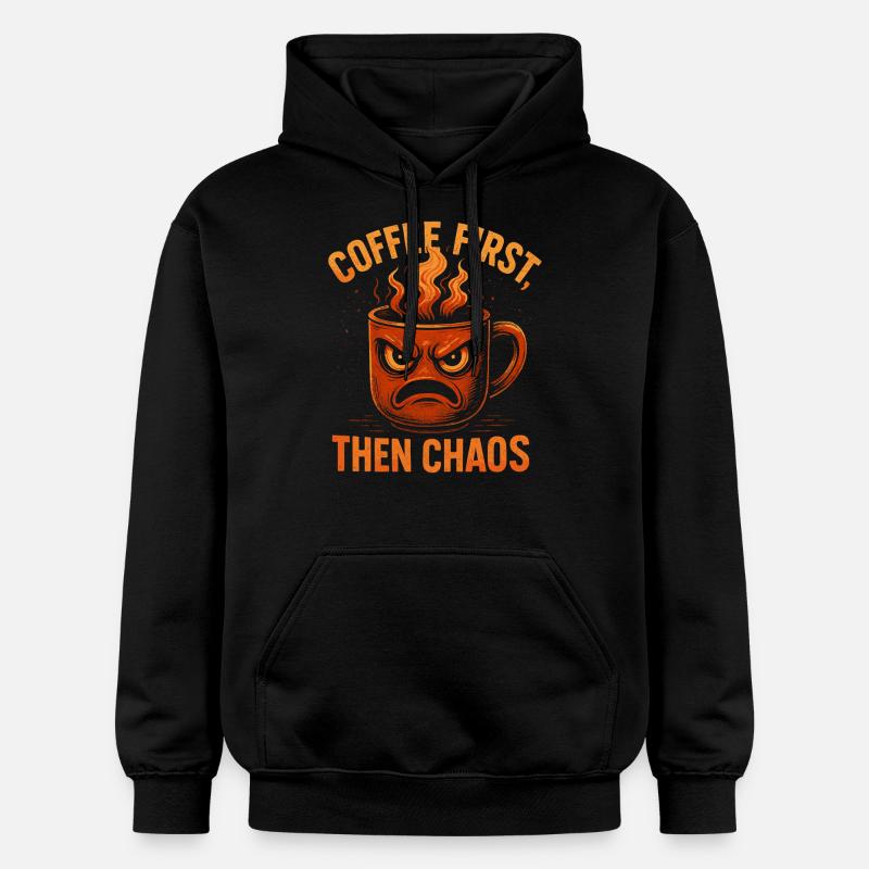 Coffee First - Tasse du Chaos - Sweat à capuche Softstyle® Gildan Unisexe - noir