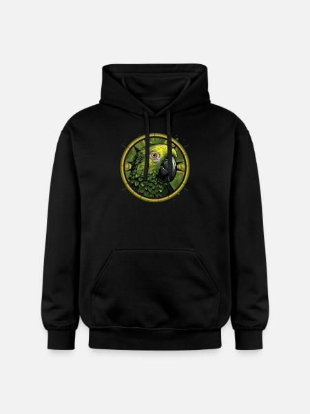 Green Parrot Head - Gildan Unisex Softstyle® Midweight Hoodie - black