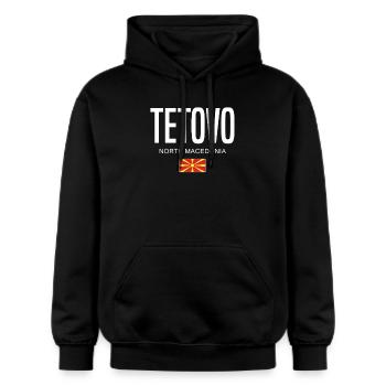 Tetovo Nordmazedonien - Gildan Unisex Softstyle® Midweight Hoodie - Schwarz - Vorne - Marisol (170cm) & Nik (191cm)