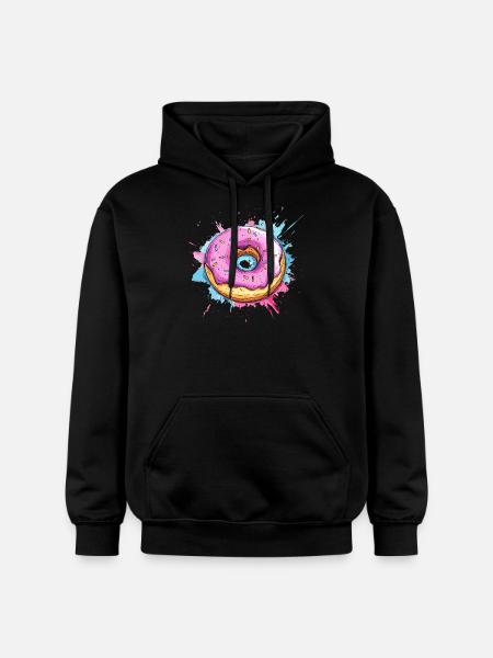 Donut mit pinker Glasur - Gildan Unisex Softstyle® Midweight Hoodie - Schwarz