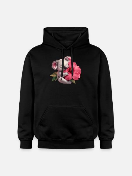 Koala mit Riesenblume - Gildan Unisex Softstyle® Midweight Hoodie - Schwarz