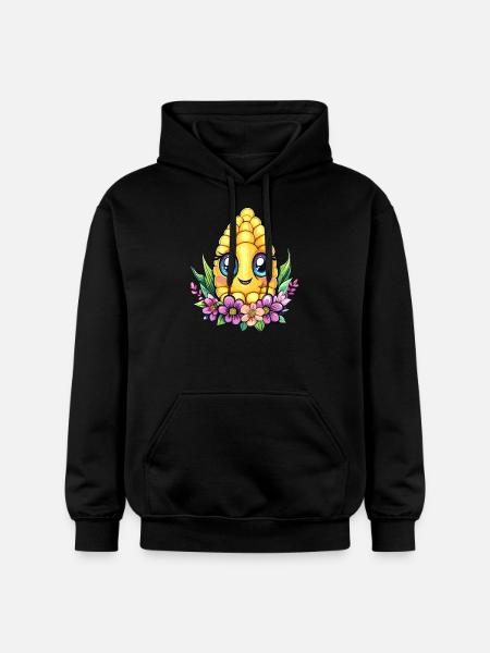 Süßer Mais mit Blumen - Gildan Unisex Softstyle® Midweight Hoodie - Schwarz