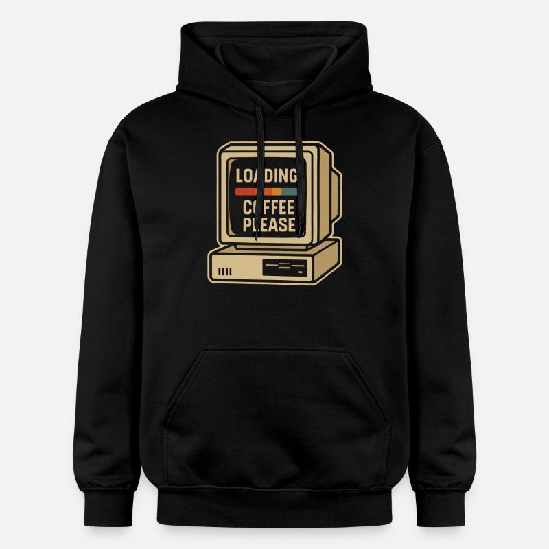 Loading Coffee Please Retro Computer - Gildan Unisex Softstyle® Midweight Hoodie - Schwarz
