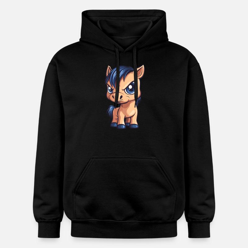 poney dessin animé - Sweat à capuche Softstyle® Gildan Unisexe - noir