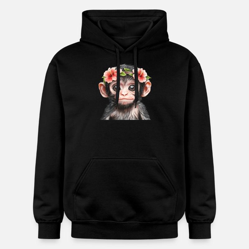 Bébé singe souriant - Sweat à capuche Softstyle® Gildan Unisexe - noir