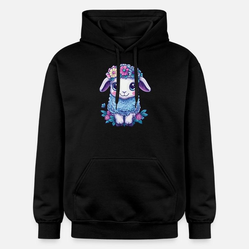 Mouton avec des fleurs - Sweat à capuche Softstyle® Gildan Unisexe - noir