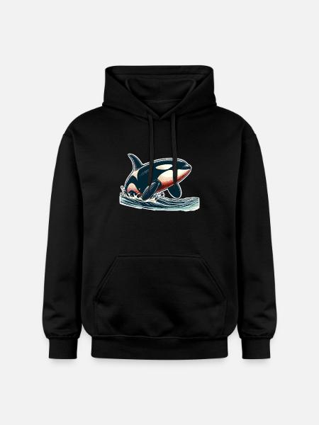 Orca Killer Whale - Gildan Unisex Softstyle® Midweight Hoodie - black