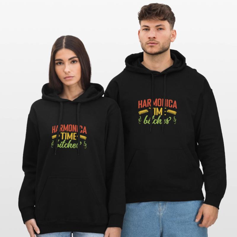 Funny Harmonica Player Time Bitches Harmonica Gildan Unisex Softstyle® Midweight Hoodie