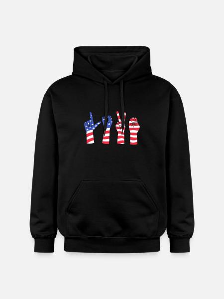 Sign language sign ASL deaf - Gildan Unisex Softstyle® Midweight Hoodie - black