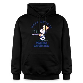 Peanuts Design Happiness Is Warm Cookies - Gildan Unisex Softstyle® Midweight Hoodie - Schwarz - Vorne - Marisol (170cm) & Nik (191cm)