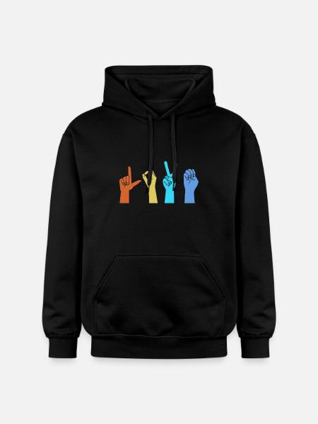 Sign language sign ASL deaf - Gildan Unisex Softstyle® Midweight Hoodie - black