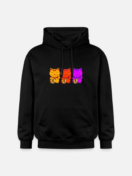 Maneki Neko Japan Lucky Charm - Gildan Unisex Softstyle® Midweight Hoodie - black