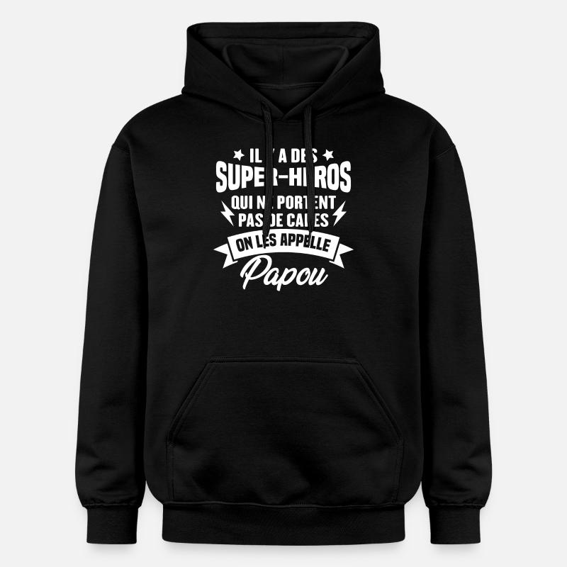 Papou super héros cadeau grand-père - Sweat à capuche Softstyle® Gildan Unisexe - noir