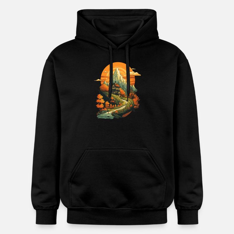 Paysage automnal - Sweat à capuche Softstyle® Gildan Unisexe - noir