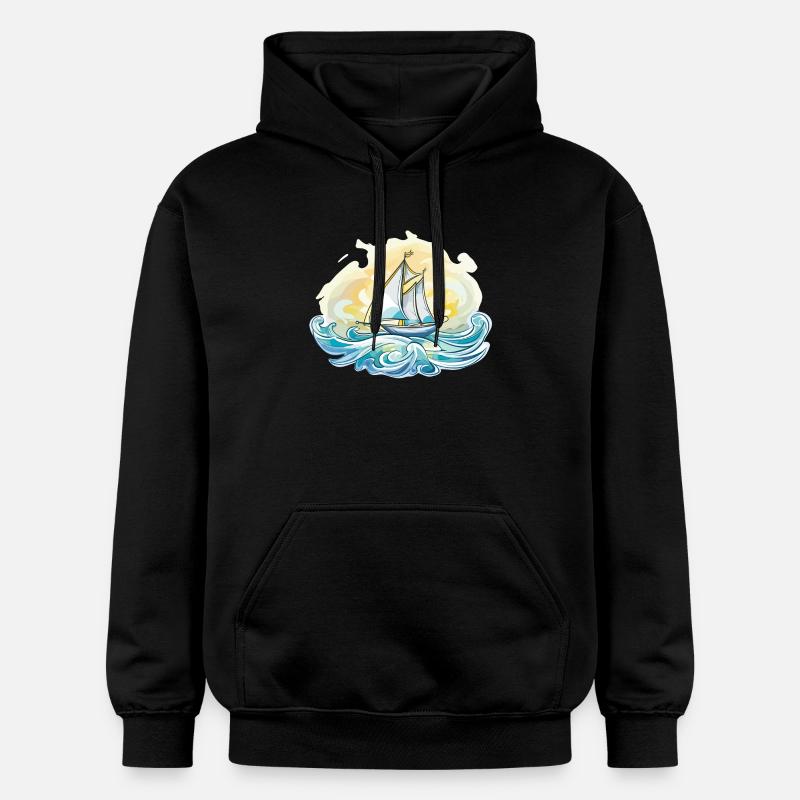Voilier - illustration - Sweat à capuche Softstyle® Gildan Unisexe - noir