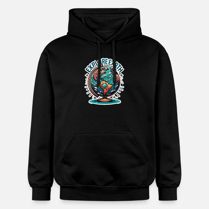 Explore Earth - Erde Illustration - Gildan Unisex Softstyle® Midweight Hoodie - black