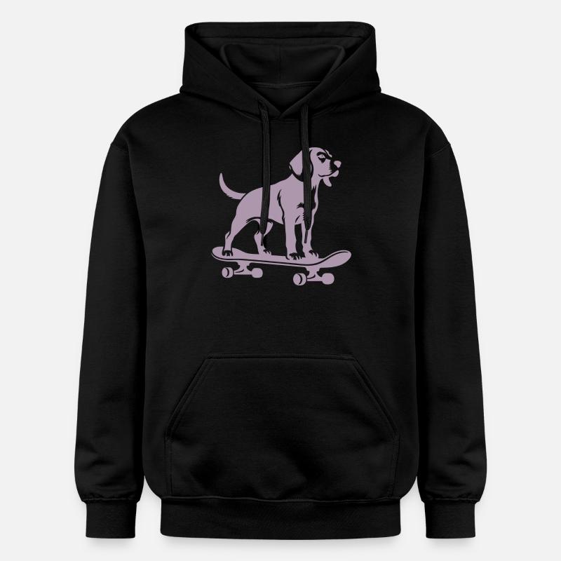 Chien Beagle Skateboard Skateboarder Silhouette - Sweat à capuche Softstyle® Gildan Unisexe - noir