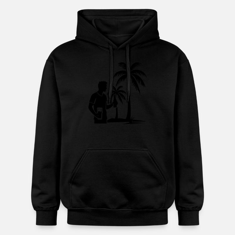 Palmiers Vacancier Île Icône - Sweat à capuche Softstyle® Gildan Unisexe - noir