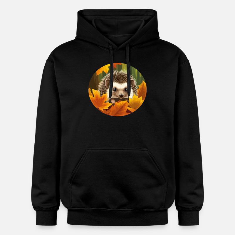 Hérisson entre les feuilles - Sweat à capuche Softstyle® Gildan Unisexe - noir