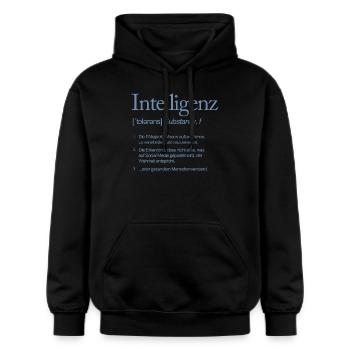 Intelligenz Wortdefinition Wissen Social Media - Gildan Unisex Softstyle® Midweight Hoodie - Schwarz - Vorne - Marisol (170cm) & Nik (191cm)