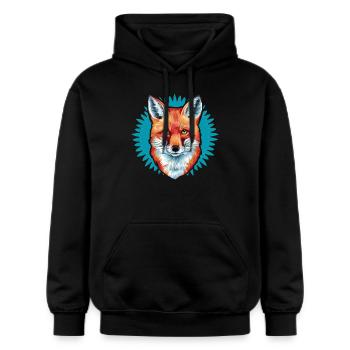 Renard - Illustration - Sweat à capuche Softstyle® Gildan Unisexe - noir - Devant - Marisol (170cm) & Nik (191cm)