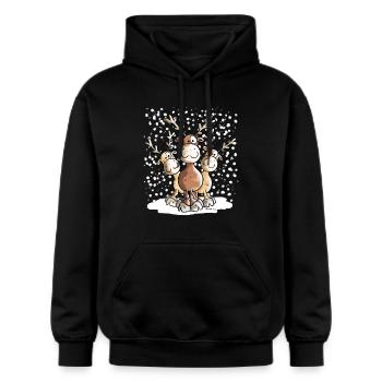 Elch Friends - Gildan Unisex Softstyle® Midweight Hoodie - Schwarz - Vorne - Marisol (170cm) & Nik (191cm)