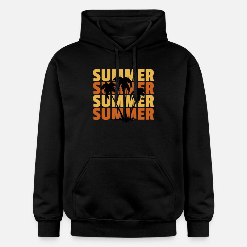 Tropical Summer Palm Tree Pattern - Gildan Unisex Softstyle® Midweight Hoodie - black