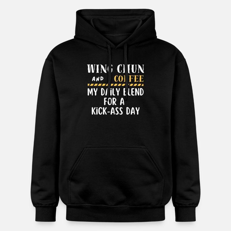 Wing Chun et café - Sweat à capuche Softstyle® Gildan Unisexe - noir