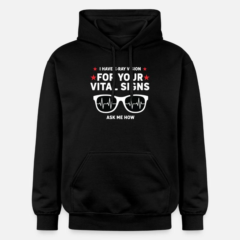 Humour Radiologue Vision X-Ray Signes Vitaux - Sweat à capuche Softstyle® Gildan Unisexe - noir