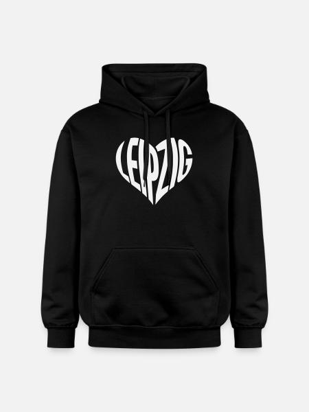 Leipzig Heart Typo - Gildan Unisex Softstyle® Midweight Hoodie - black