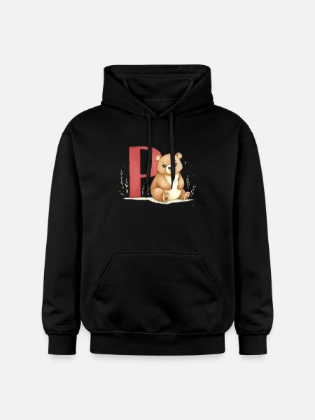 Bear with letter P - Gildan Unisex Softstyle® Midweight Hoodie - black