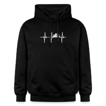 Battito cardiaco per le auto da corsa veloci - Felpa con cappuccio unisex Softstyle® Gildan con grammatura media - nero - Fronte - Marisol (170cm) & Nik (191cm)