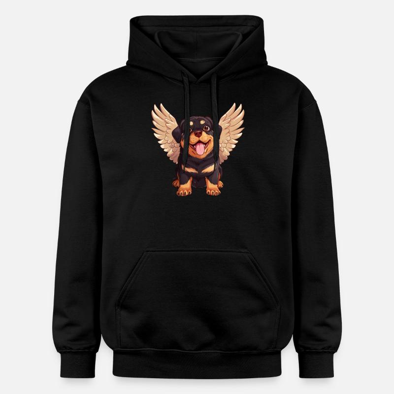 Rottweiler Angel Dessin Animé Mignon - Sweat à capuche Softstyle® Gildan Unisexe - noir