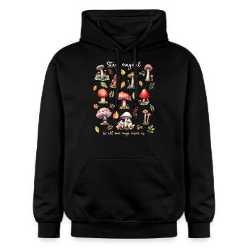 Pilze sind magisch. Naturfreund. - Gildan Unisex Softstyle® Midweight Hoodie - Schwarz - Vorne - Marisol (170cm) & Nik (191cm)